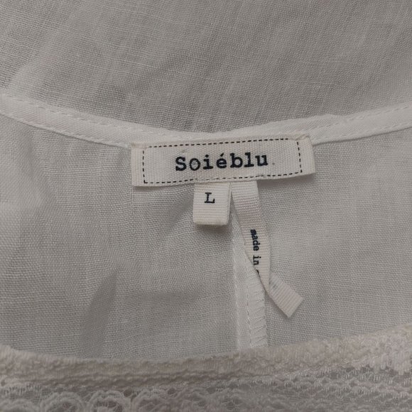 Soieblu Women's White Lacey Flutter Sleeve Top Large - Picture 3 of 4